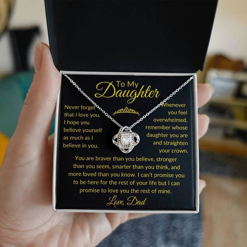 To My Daughter - Never Forget 14K White Gold Finish / Standard Box Jewelry Giftinum