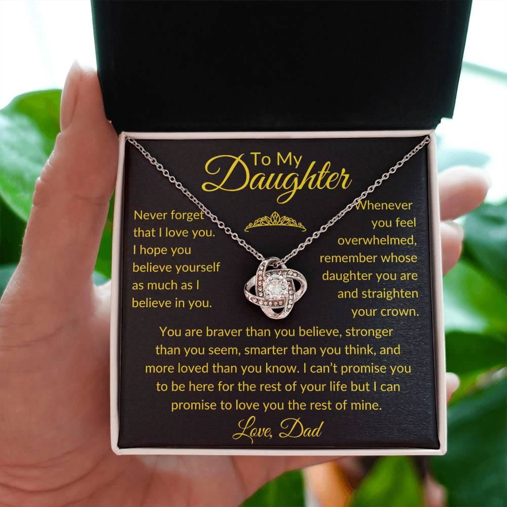 To My Daughter - Never Forget 14K White Gold Finish / Standard Box Jewelry Giftinum