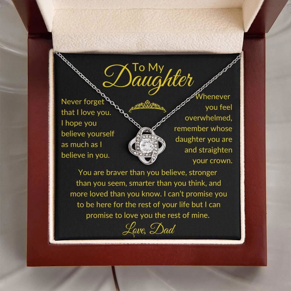 To My Daughter - Never Forget 14K White Gold Finish / Standard Box Jewelry Giftinum
