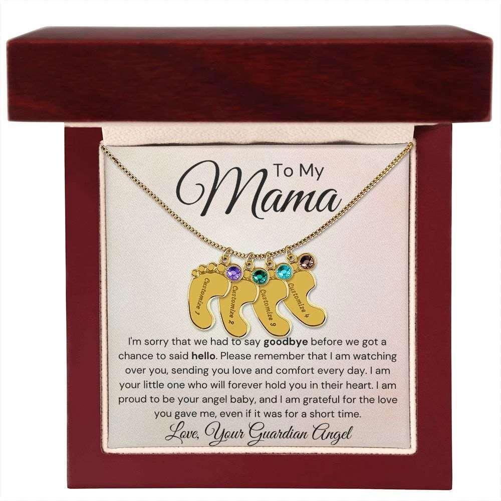 To My Mama Baby Feet Necklace - I'm sorry I had to say my goodbye - Giftinum