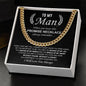 To My Man - Promise Necklace Cuban Link Chain 14K Yellow Gold Finish / Two-Toned Box Jewelry Giftinum