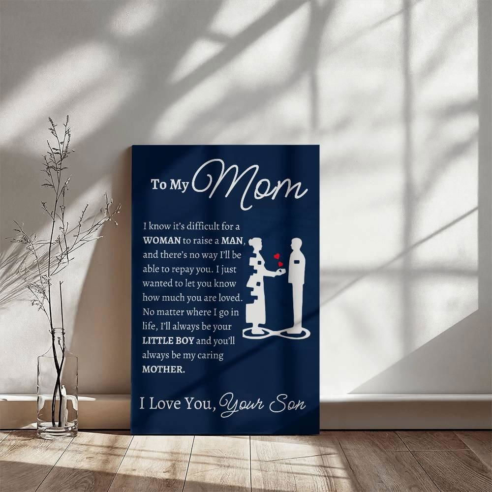 To My Mom Wall Canvas - I know it's difficult 12" x 18" Jewelry Giftinum