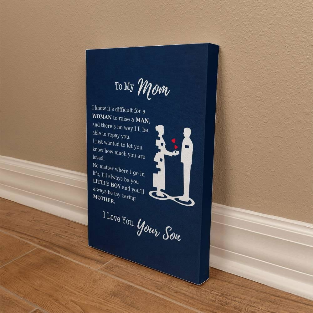 To My Mom Wall Canvas - I know it's difficult 12" x 18" Jewelry Giftinum