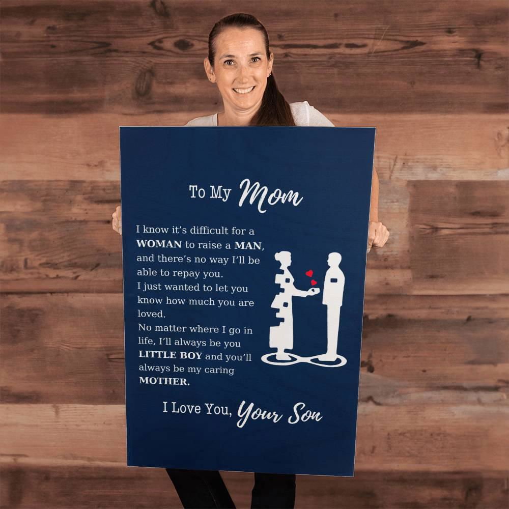 To My Mom Wall Canvas - I know it's difficult 12" x 18" Jewelry Giftinum