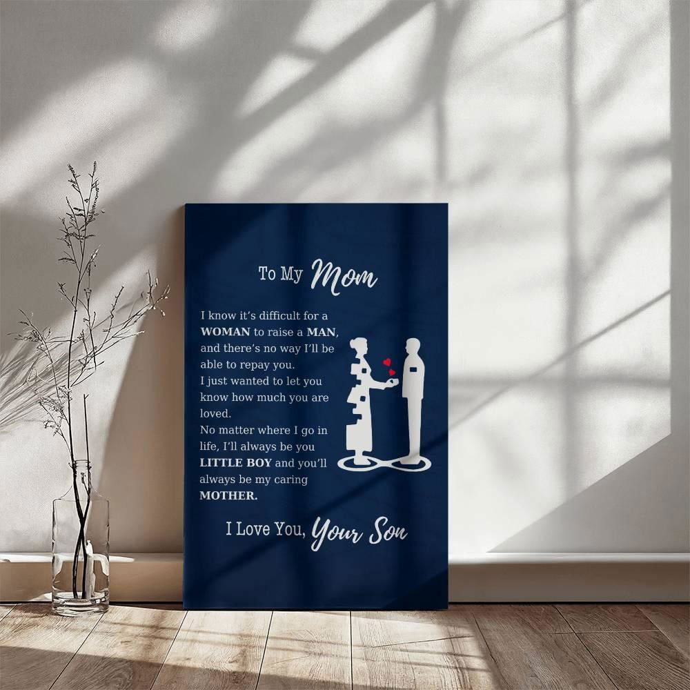 To My Mom Wall Canvas - I know it's difficult 12" x 18" Jewelry Giftinum