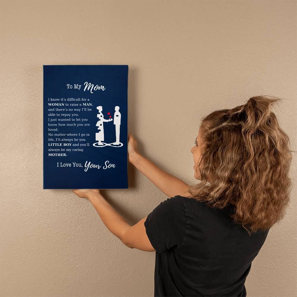 To My Mom Wall Canvas - I know it's difficult 12" x 18" Jewelry Giftinum