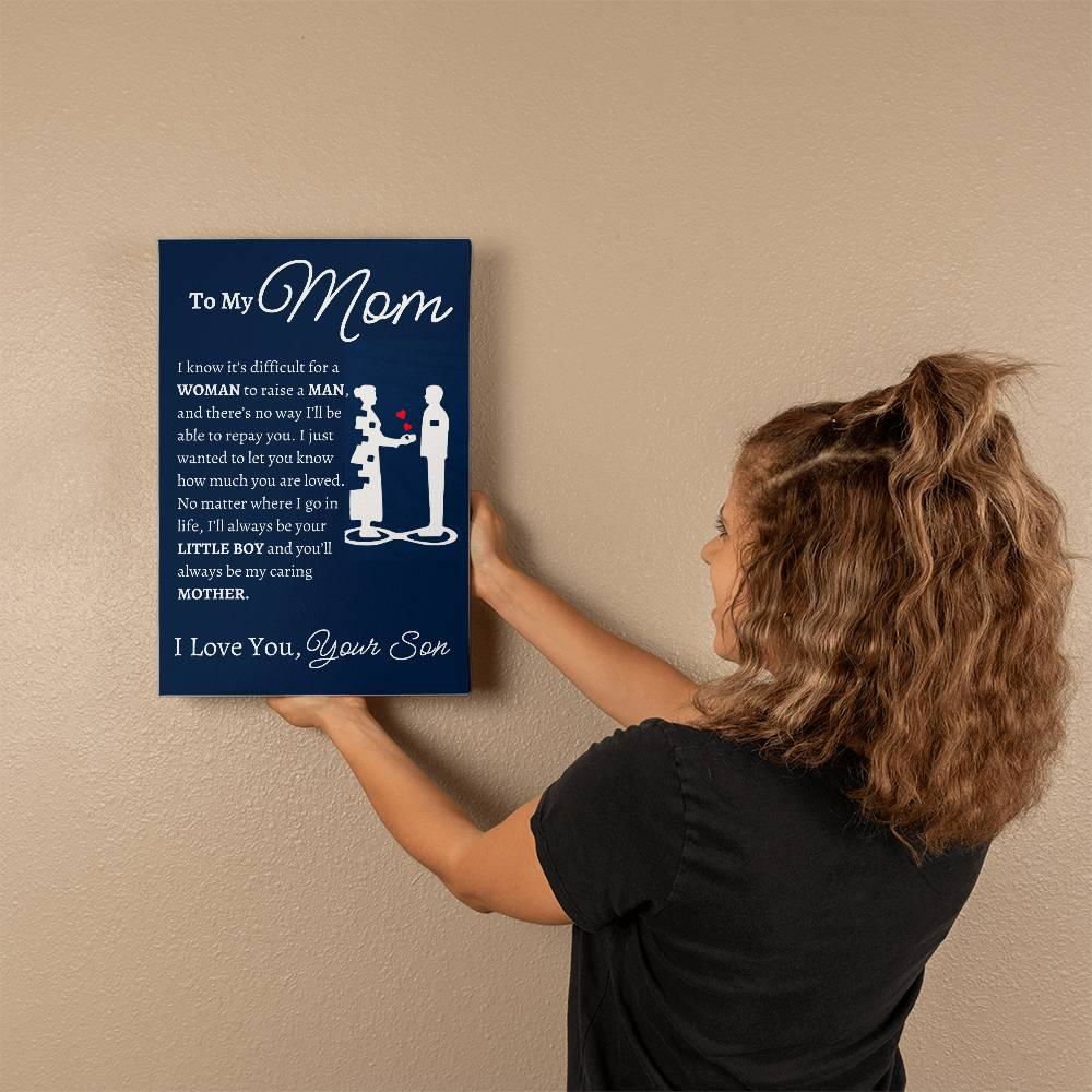 To My Mom Wall Canvas - I know it's difficult 12" x 18" Jewelry Giftinum