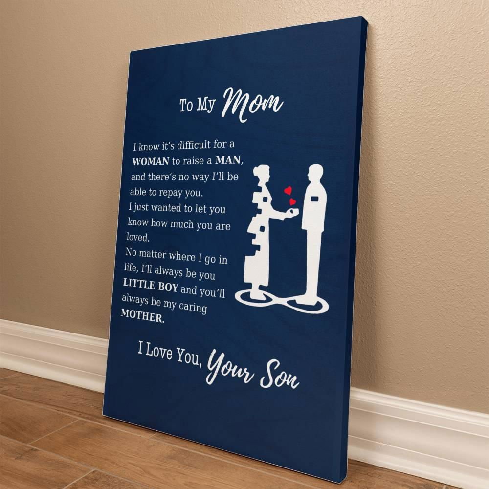 To My Mom Wall Canvas - I know it's difficult 12" x 18" Jewelry Giftinum