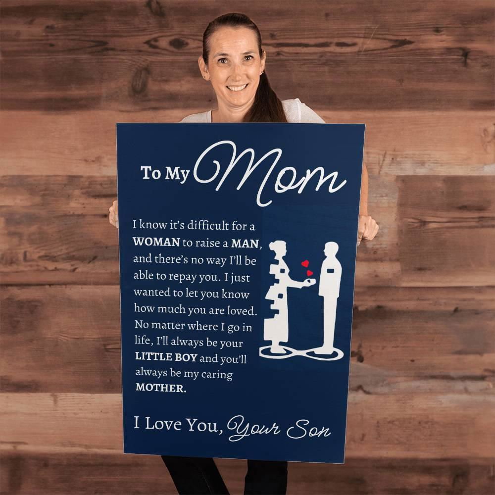 To My Mom Wall Canvas - I know it's difficult 12" x 18" Jewelry Giftinum