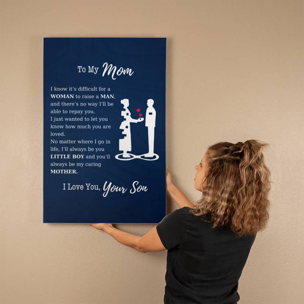 To My Mom Wall Canvas - I know it's difficult 12" x 18" Jewelry Giftinum