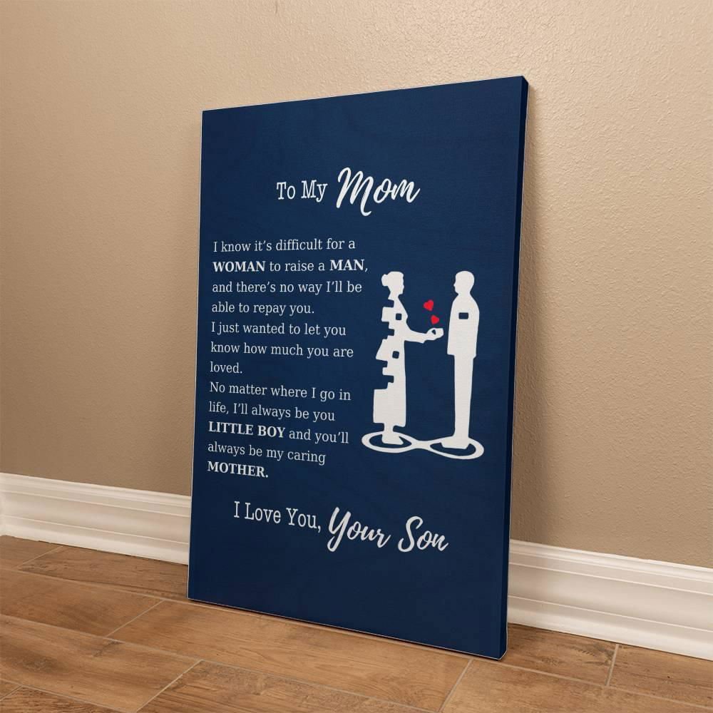 To My Mom Wall Canvas - I know it's difficult 12" x 18" Jewelry Giftinum