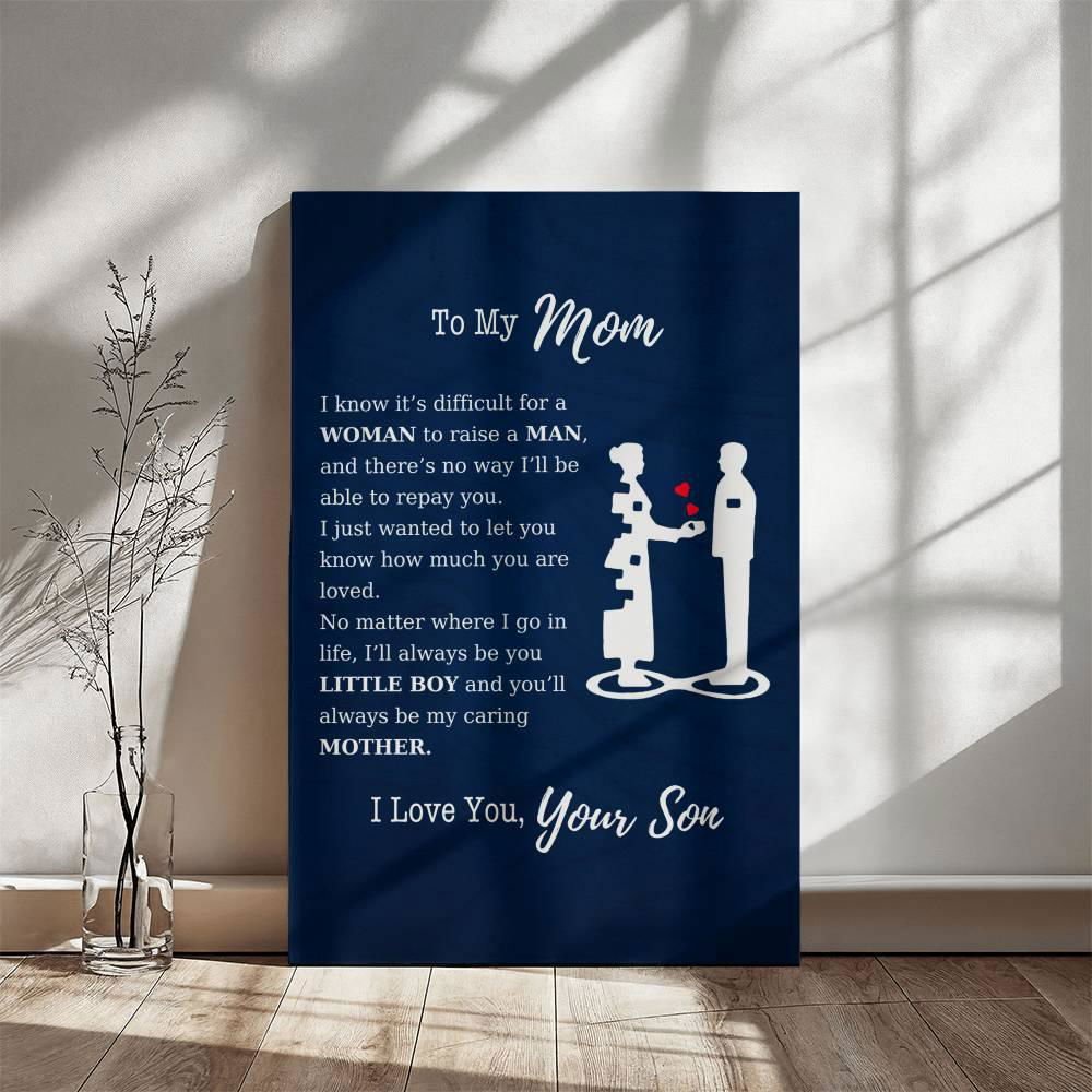 To My Mom Wall Canvas - I know it's difficult 12" x 18" Jewelry Giftinum
