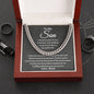 To My Son Cuban Link Chain | Closed my eyes - C Stainless Steel / Standard Box Jewelry Giftinum