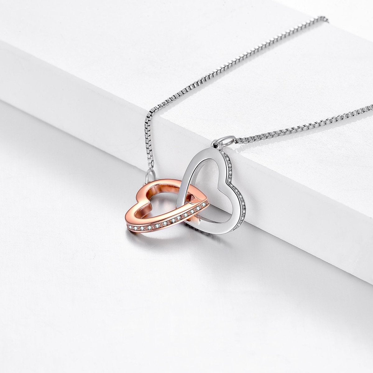 Unbiological Daughter Locked Hearts Necklace with Lumenglass Stand Default Title Giftinum