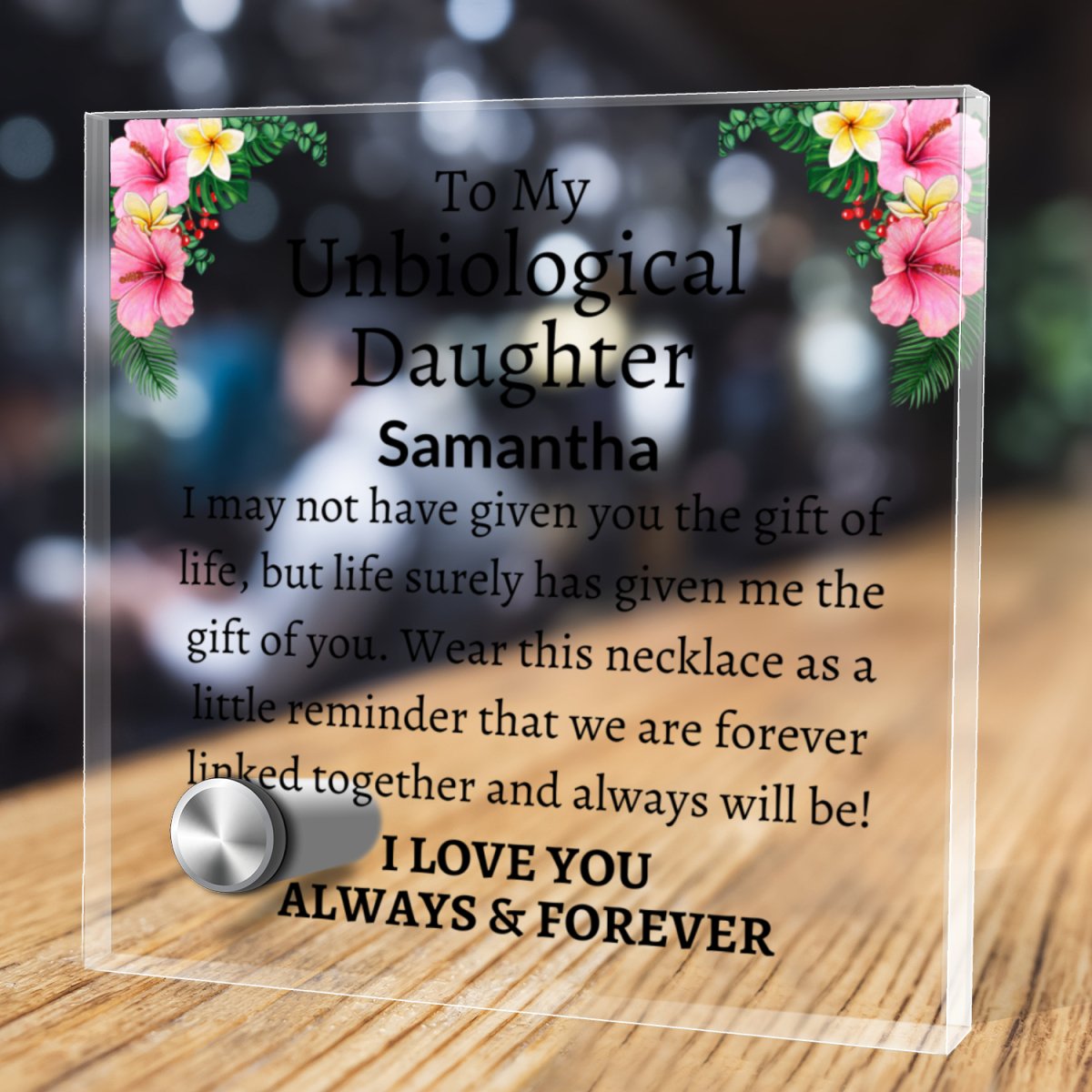 Unbiological Daughter Locked Hearts Necklace with Lumenglass Stand Default Title Jewelry Giftinum
