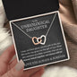 Unbiological Daughter Locked Hearts Pendant 14k White Gold Finish / Standard Box Jewelry Giftinum