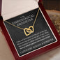 Unbiological Daughter Locked Hearts Pendant 14k White Gold Finish / Standard Box Jewelry Giftinum