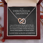 Unbiological Daughter Locked Hearts Pendant 14k White Gold Finish / Standard Box Jewelry Giftinum