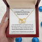Unbiological Daughter Necklace - Forever Linked Together 18K Yellow Gold Finish / Luxury Box Jewelry Giftinum