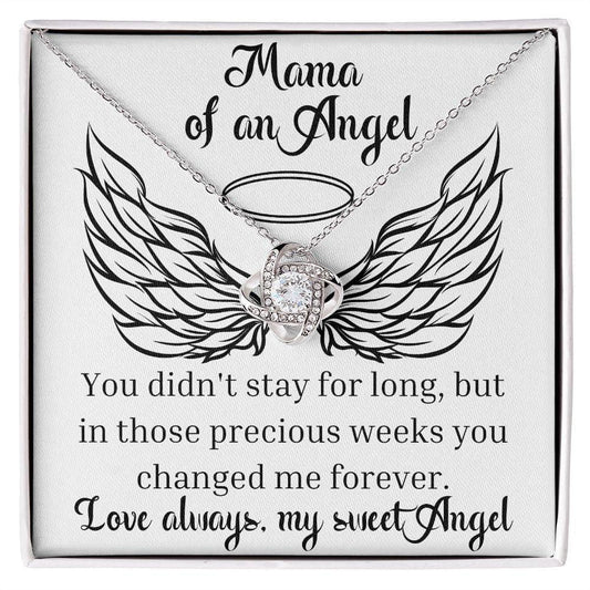 You didn't stay for long - Mama of an Angel Necklace 14K White Gold Finish / Two-Toned Box Jewelry Giftinum