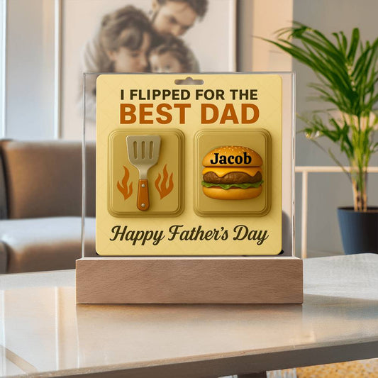 We Flipped for the Best Dad – Personalized Acrylic Plaque