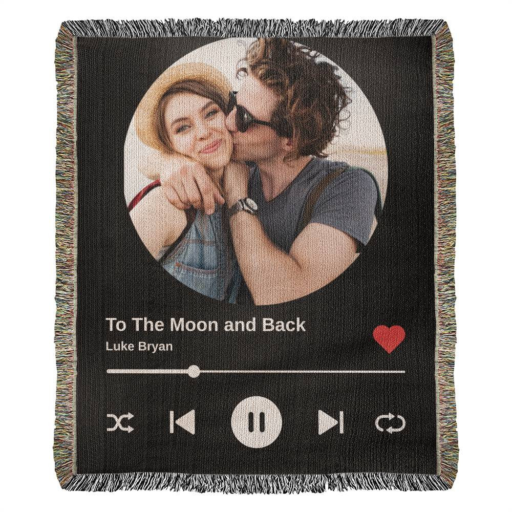 Custom Photo Upload and Favorite Song Woven Blanket