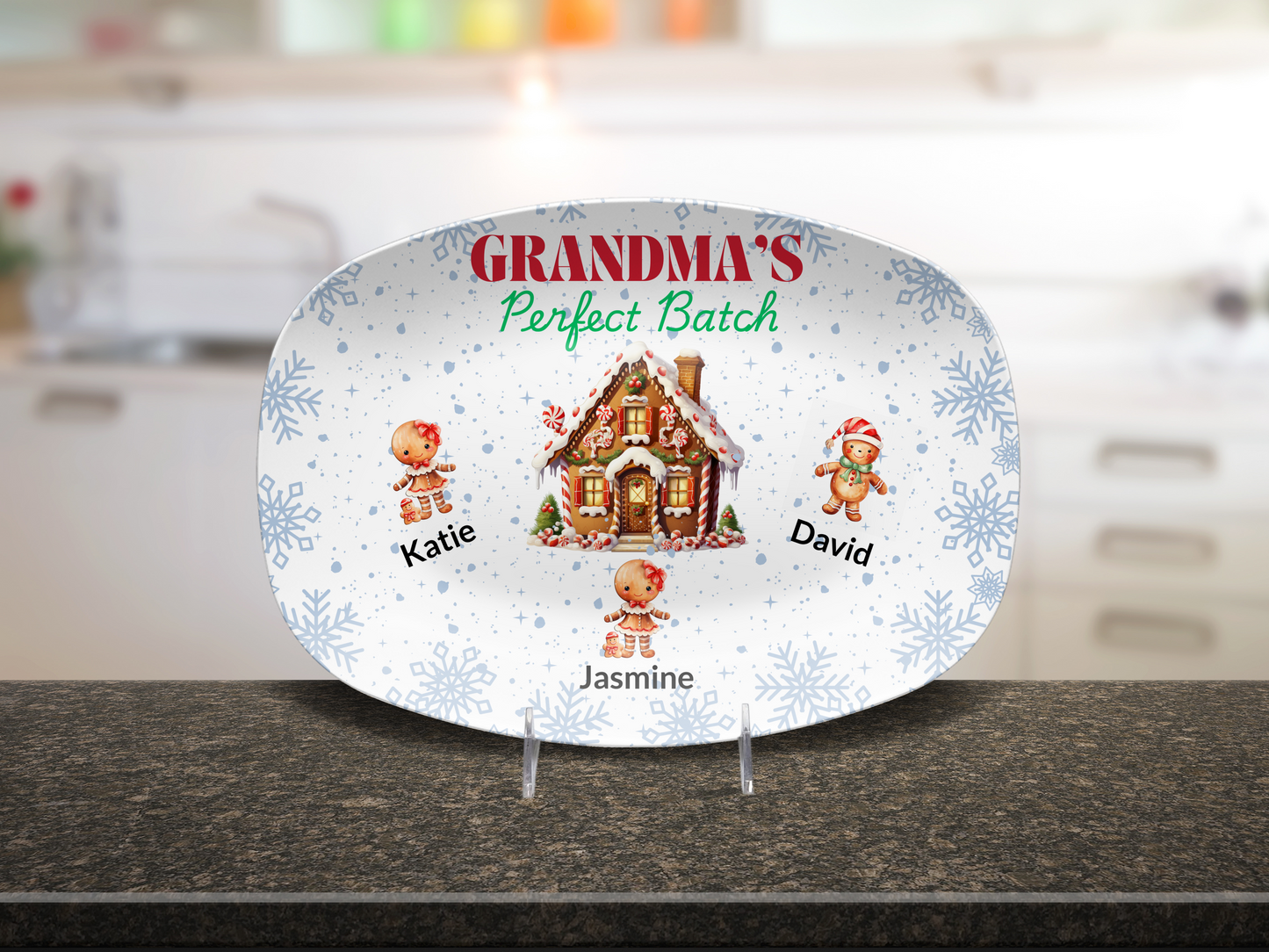 Personalized Christmas Platter, Custom Grandma's Perfect batch gift from grandchildren, Grandma's favorite cookie, nana or mimi perfect grandkids