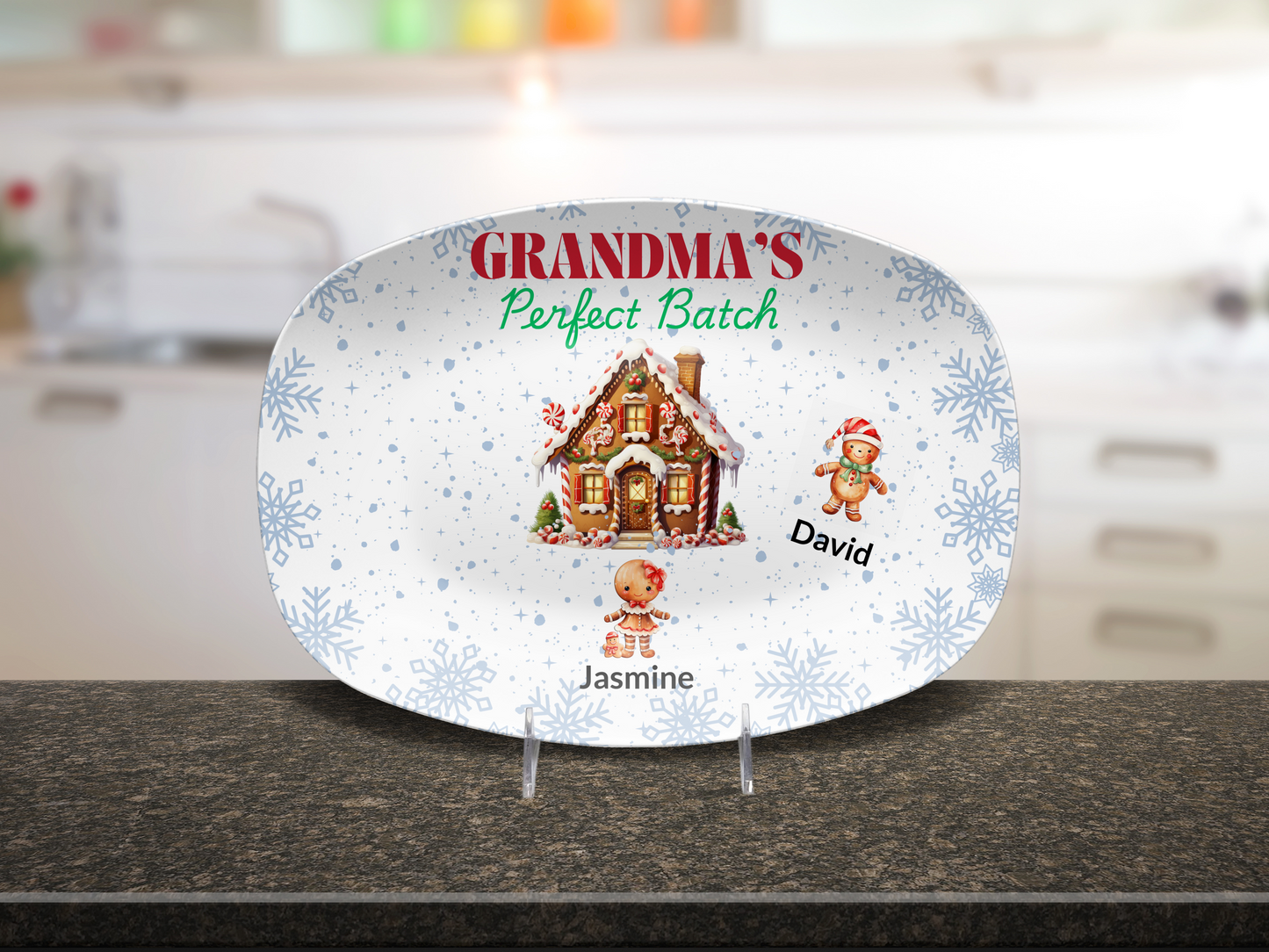 Personalized Christmas Platter, Custom Grandma's Perfect batch gift from grandchildren, Grandma's favorite cookie, nana or mimi perfect grandkids