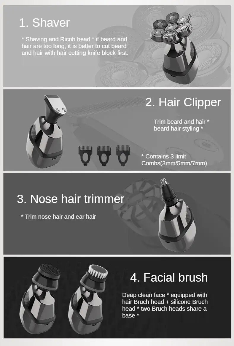 7D Cordless Men’s 5 - In - 1 Electric Shaver Shaver Giftinum