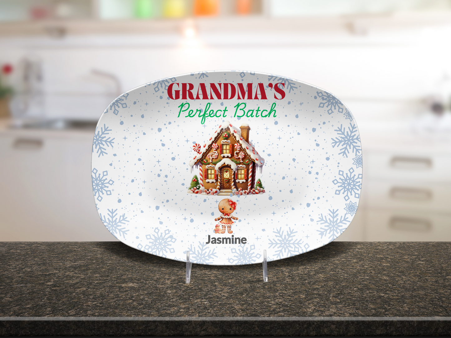 Personalized Christmas Platter, Custom Grandma's Perfect batch gift from grandchildren, Grandma's favorite cookie, nana or mimi perfect grandkids