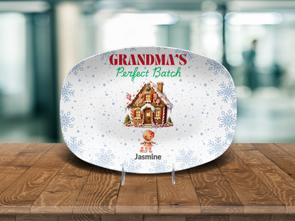 Personalized Christmas Platter, Custom Grandma's Perfect batch gift from grandchildren, Grandma's favorite cookie, nana or mimi perfect grandkids