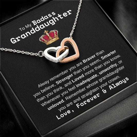 Always remember you are Braver - Granddaughter Polished Stainless Steel & Rose Gold Finish / Standard Box Jewelry Giftinum