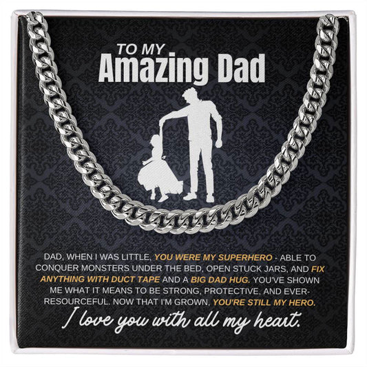 Amazing Dad Cuban Link Chain - you are my hero - Giftinum