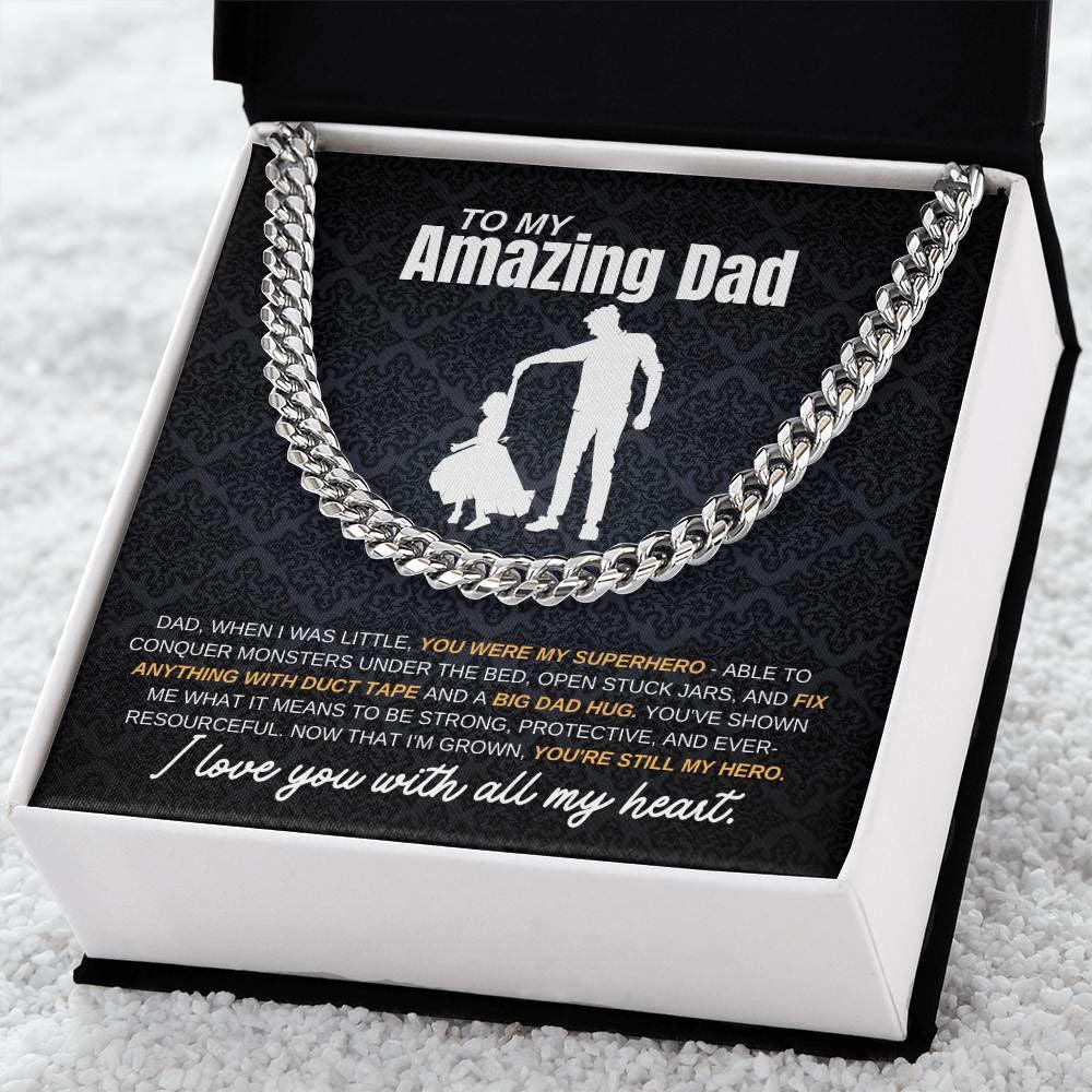 Amazing Dad Cuban Link Chain - you are my hero - Giftinum