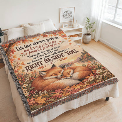 Autumn Fox Love Blanket with Sweet Romantic Message - Giftinum