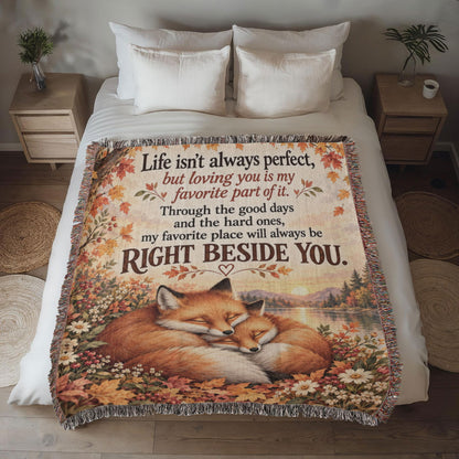 Autumn Fox Love Blanket with Sweet Romantic Message - Giftinum