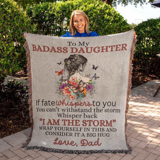 Badass Daughter Heirloom Woven Blanket - Giftinum