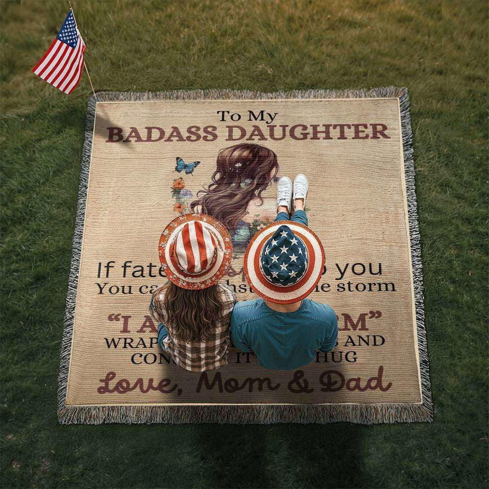 Badass Daughter Heirloom Woven Blanket - Giftinum