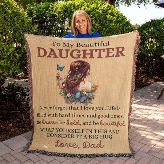 Beautiful Daughter Heirloom Woven Blanket - Never forget that I love you - Giftinum
