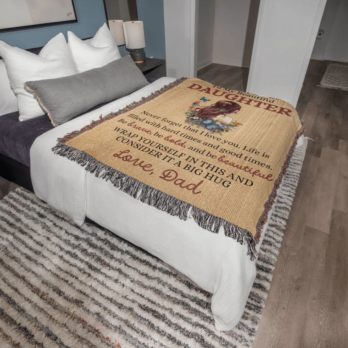 Beautiful Daughter Heirloom Woven Blanket - Never forget that I love you - Giftinum