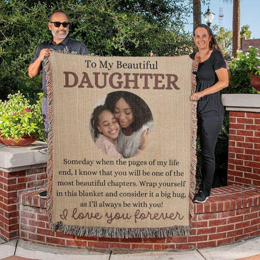 Beautiful Daughter Woven Blanket From mom or dad - Giftinum