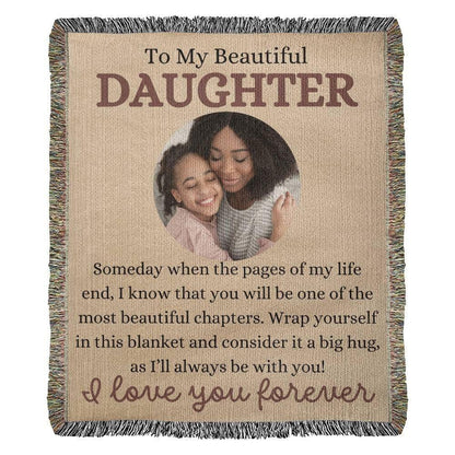 Beautiful Daughter Woven Blanket From mom or dad - Giftinum