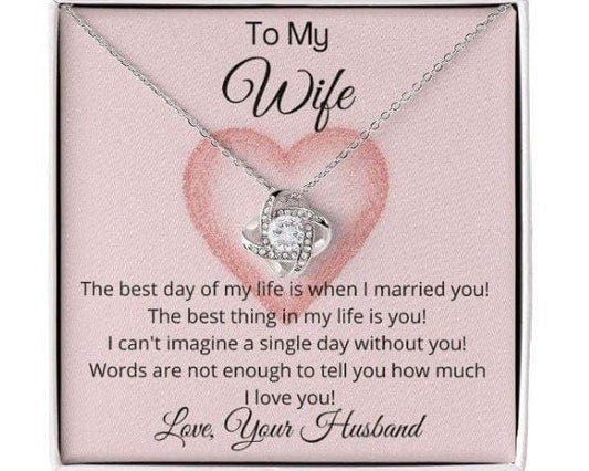 Beautiful Love Knot Necklace for your Wife 14K White Gold Finish / Standard Box Jewelry Giftinum