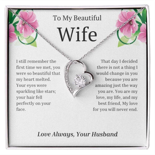Beautiful Wife - I still remember the first time we met 14k White Gold Finish / Two-Toned Box Jewelry Giftinum