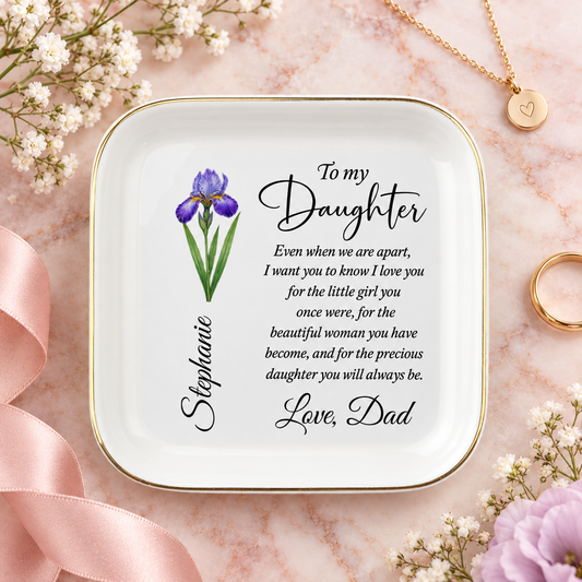 Birth Flower Daughter Jewelry Dish - Giftinum