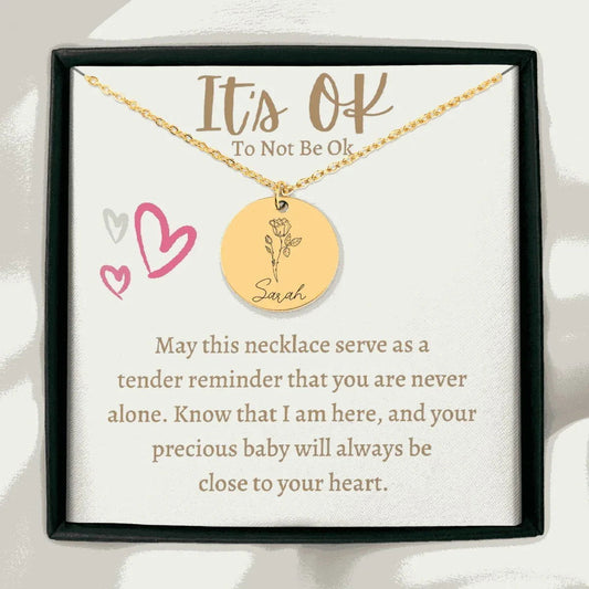 Birth flower Coin Necklace after Loss of Baby - Giftinum