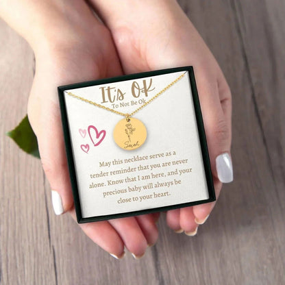 Birth flower Coin Necklace after Loss of Baby - Giftinum