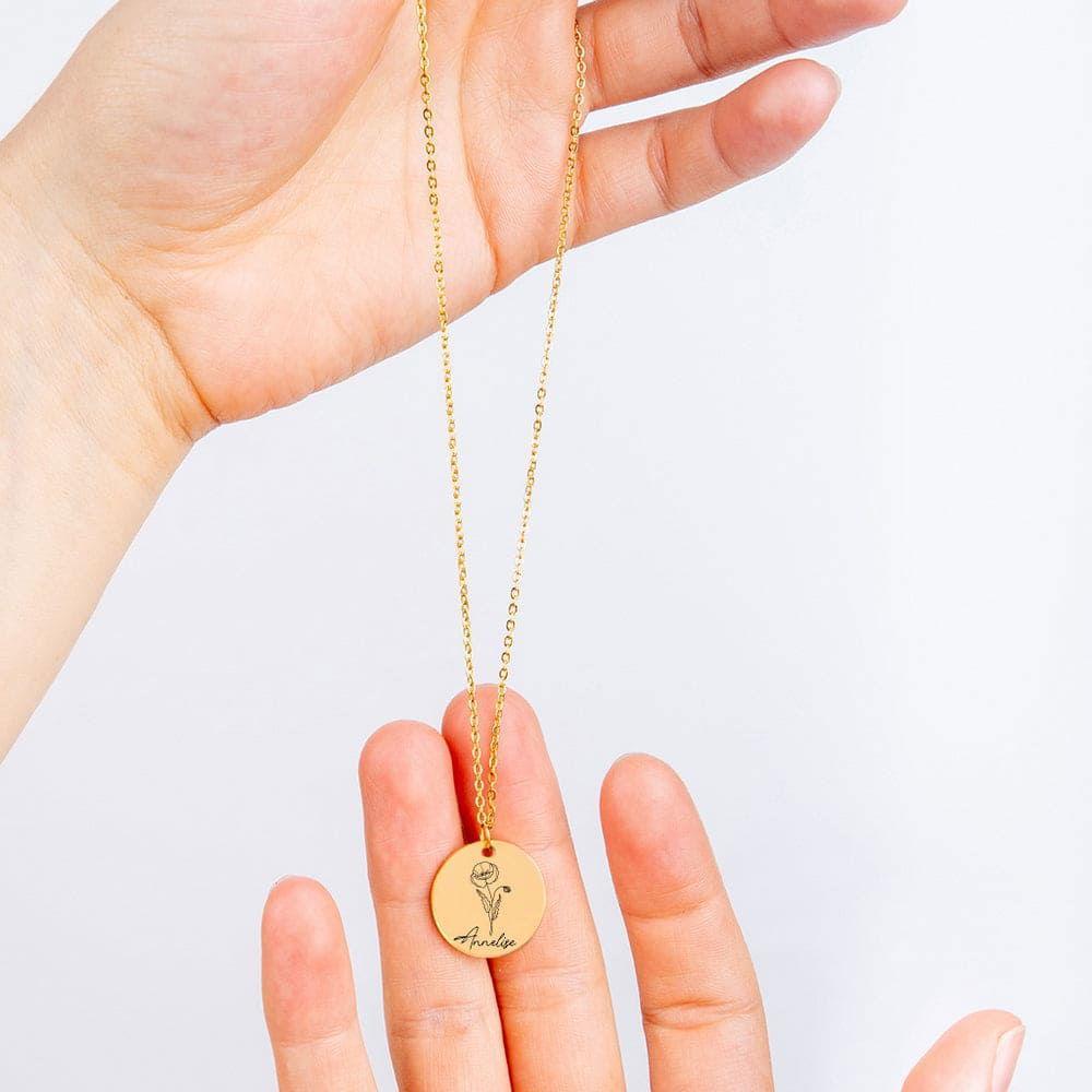Birth flower Coin Necklace after Loss of Baby - Giftinum