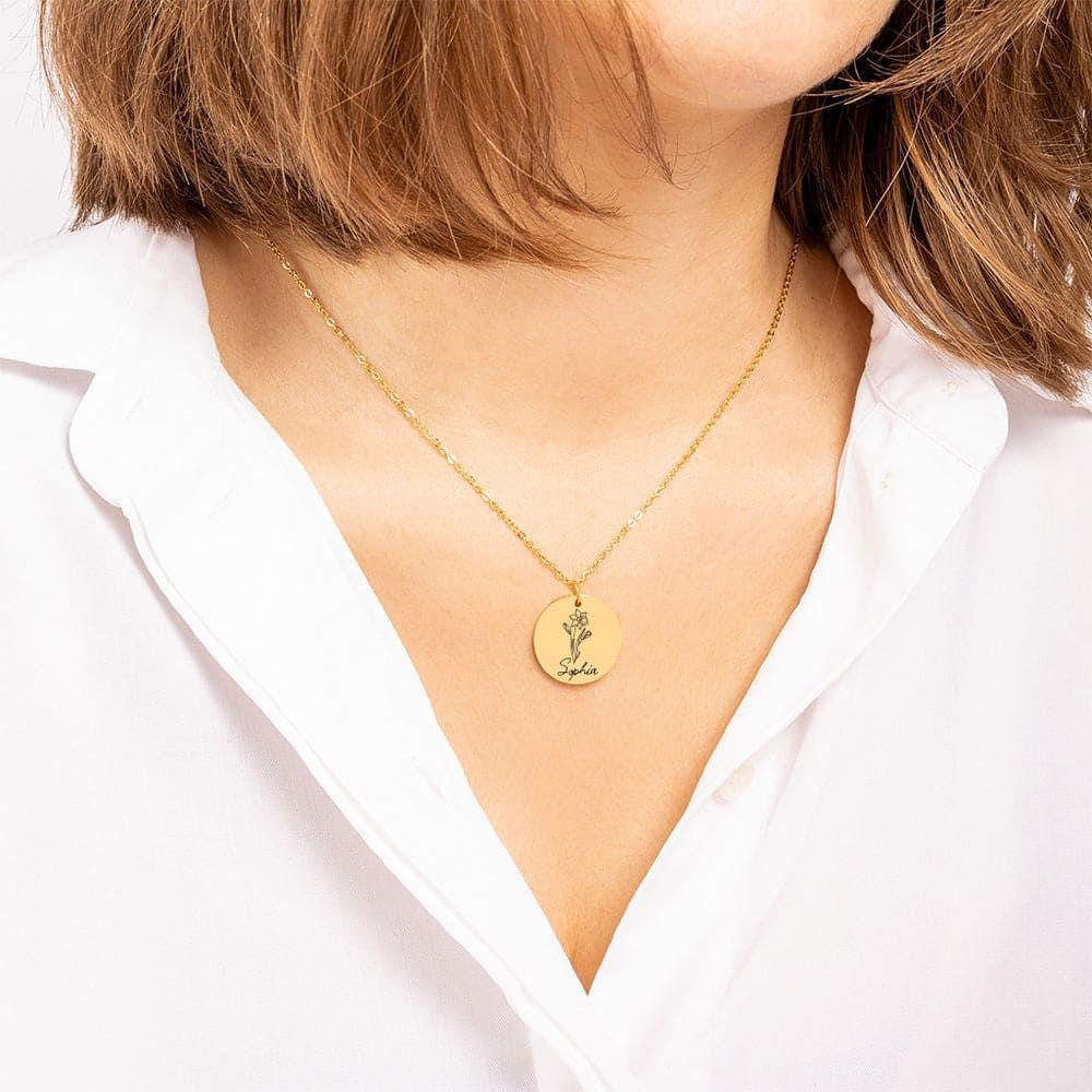 Birth flower Coin Necklace after Loss of Baby - Giftinum