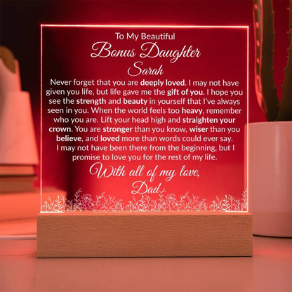 Bonus Daughter Acrylic Plaque - You Are Deeply Loved - Giftinum